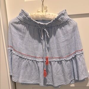 Nautica Blue and White Bubble Mini Skirt with Ruffled with tasseled tie